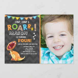 Invitation à la fête d'anniversaire de Dinosaur Di