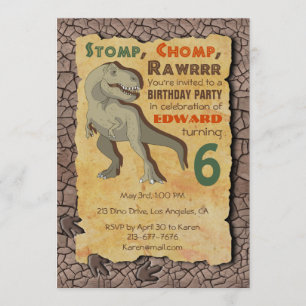Invitation à la fête d'anniversaire de Dinosaur T-