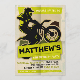 Invitation à la fête d'anniversaire de Dirt Bike M
