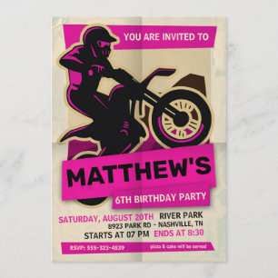 Invitation à la fête d'anniversaire de Dirt Bike M