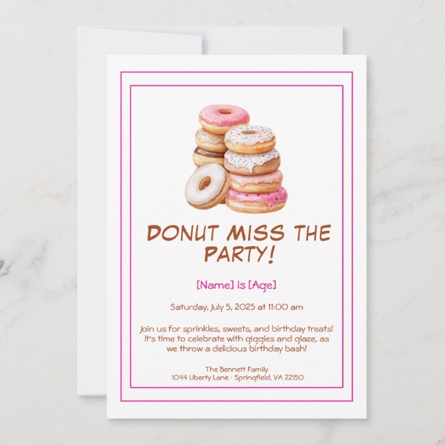 Invitation à la fête d'anniversaire de Donut - Col (Devant)