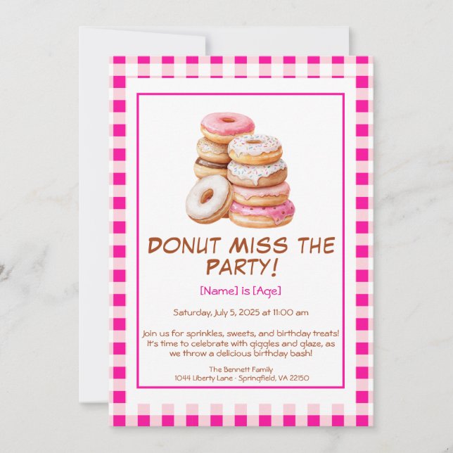 Invitation à la fête d'anniversaire de Donut - Col (Devant)