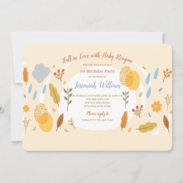 Invitation à la fête d'anniversaire de Fall in Lov (Devant)