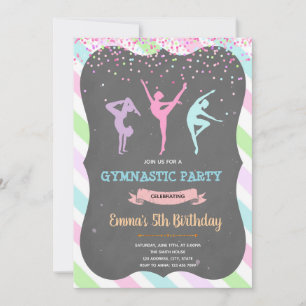 Invitation à la fête d'anniversaire de fille gymna