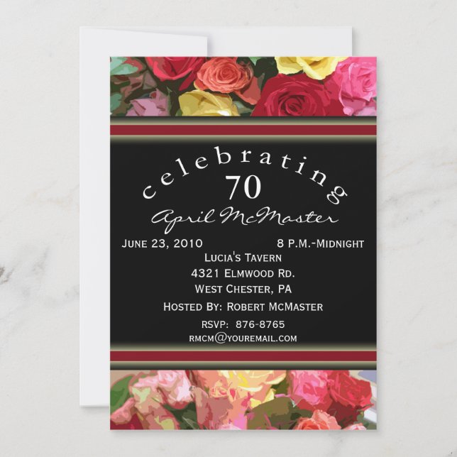 Invitation à la fête d'anniversaire de Floral 70e (Devant)