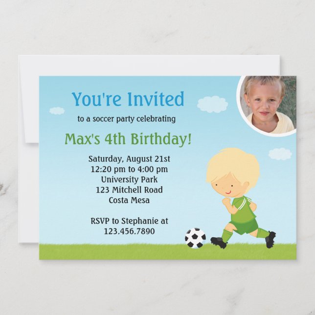 Invitation à la fête d'anniversaire de football (Devant)