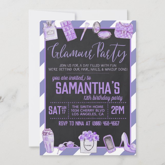 Invitation à la fête d'anniversaire de Glamor (Devant)