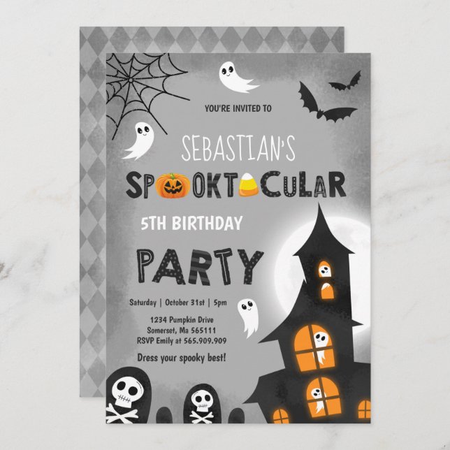 Invitation à la fête d'anniversaire de Halloween (Devant / Derrière)