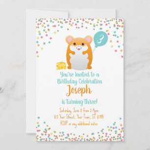 Invitation à la fête d'anniversaire de Hamster Blu