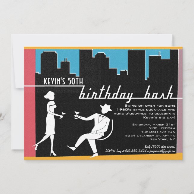 Invitation à la fête d'anniversaire de Hipster 196 (Devant)