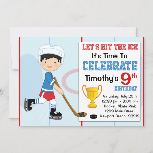 Invitation à la fête d'anniversaire de hockey Coif (Devant)