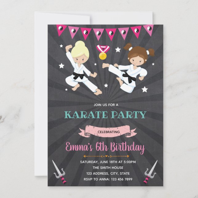 Invitation à la fête d'anniversaire de Karate (Devant)