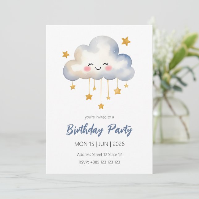 Invitation à la fête d'anniversaire de Kawaii Clou (Debout devant)