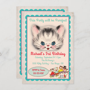 Invitation à la fête d'anniversaire de Kitty Chat 