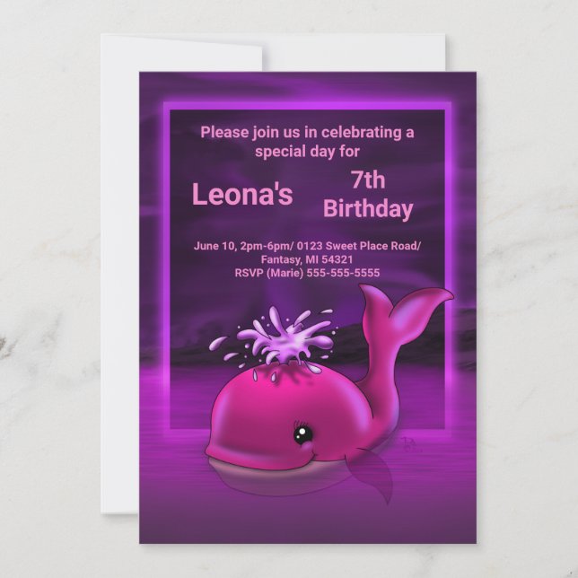 Invitation à la fête d'anniversaire de la baleine  (Devant)