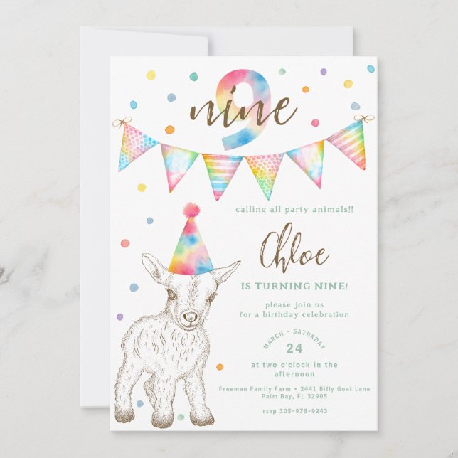 Invitation à la fête d'anniversaire de la chèvre a (Devant)