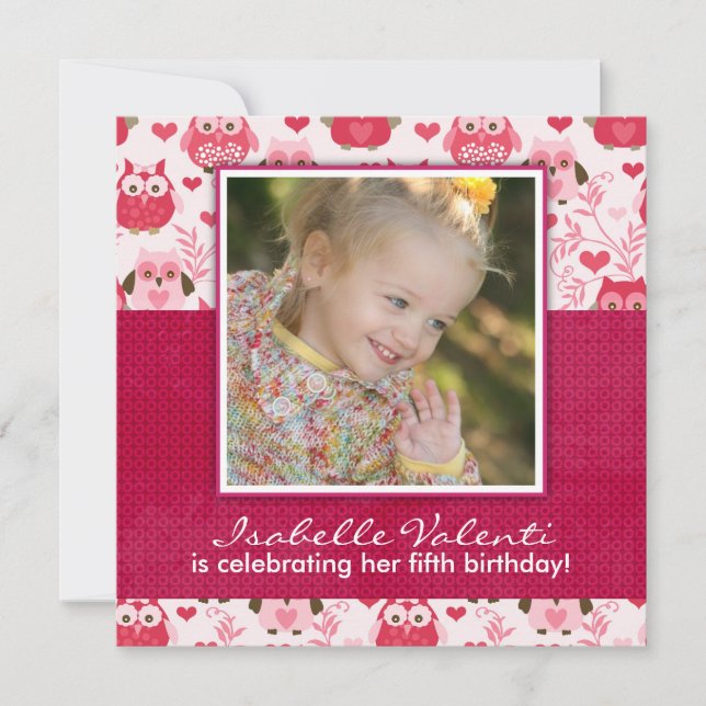 Invitation à la fête d'anniversaire de la Chouette (Devant)