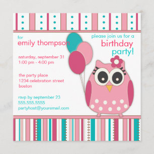 Invitation à la fête d'anniversaire de la Chouette