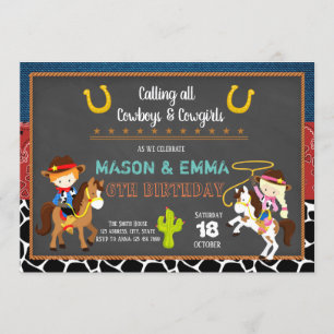Invitation à la fête d'anniversaire de la cow-boy