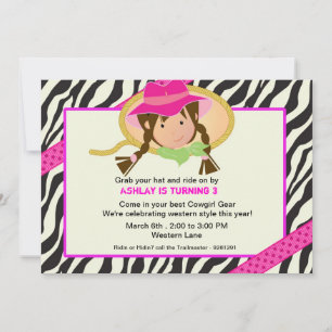 Invitation à la fête d'anniversaire de la cow-girl