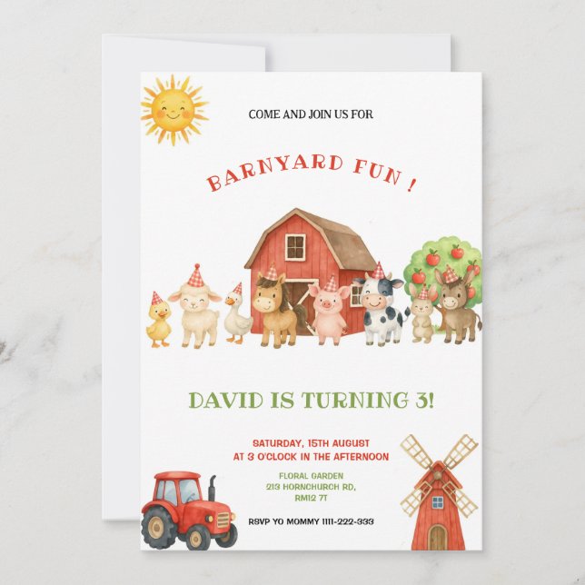 INVITATION À LA FÊTE D'ANNIVERSAIRE DE LA FERME RO (Devant)