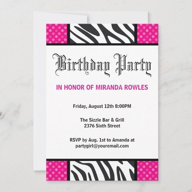 Invitation à la fête d'anniversaire de la fête du  (Devant)