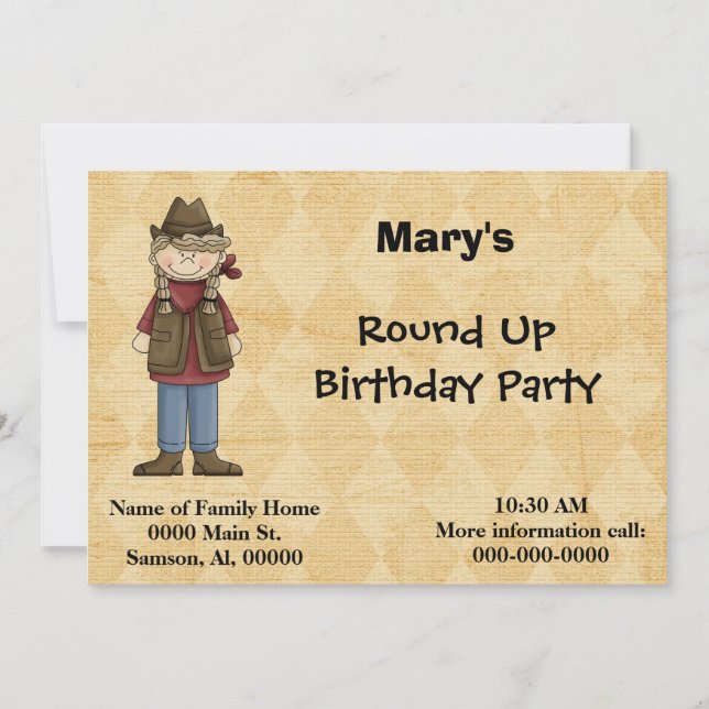 Invitation à la fête d'anniversaire de la fille-fi (Devant)