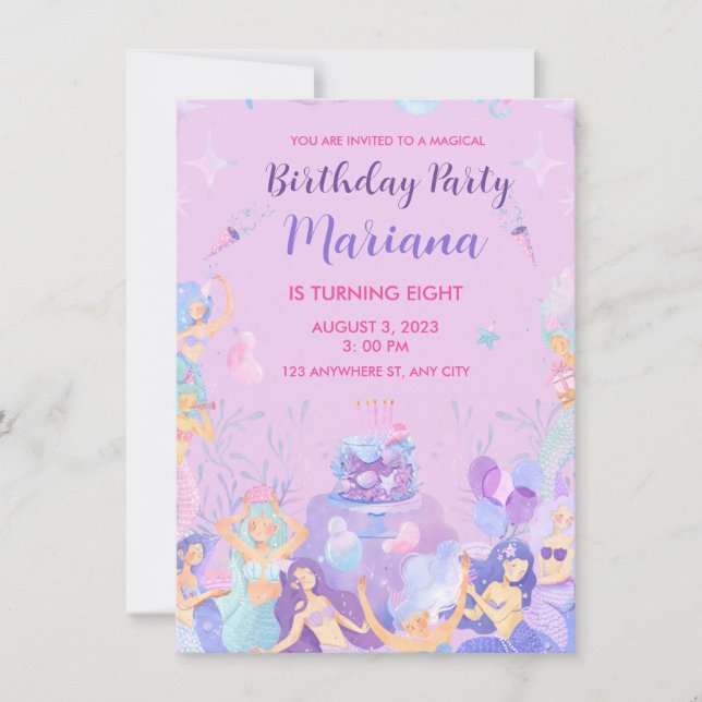 Invitation à la fête d'anniversaire de la fille Me (Devant)