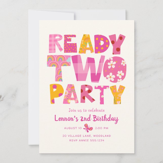 Invitation à la fête d'anniversaire de la fille po (Devant)