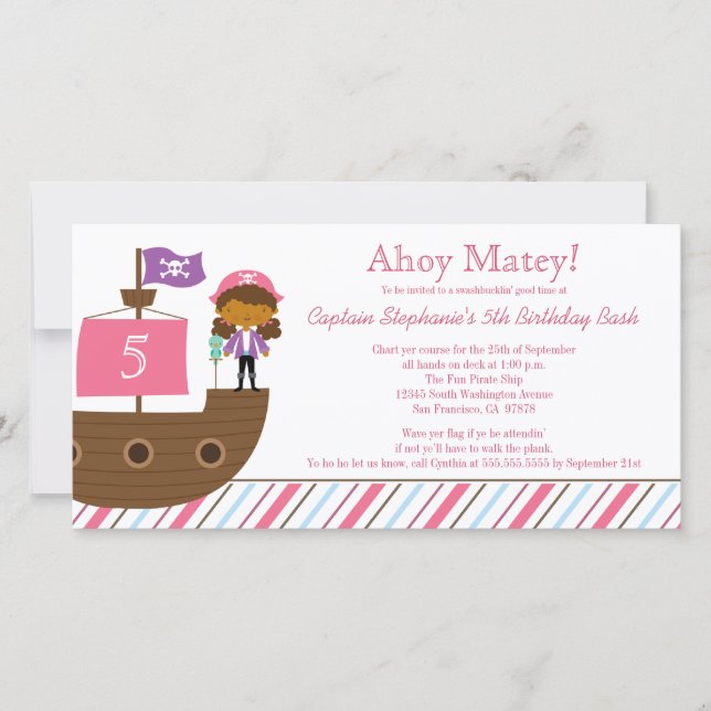 Invitation à la fête d'anniversaire de la fille ro (Devant)