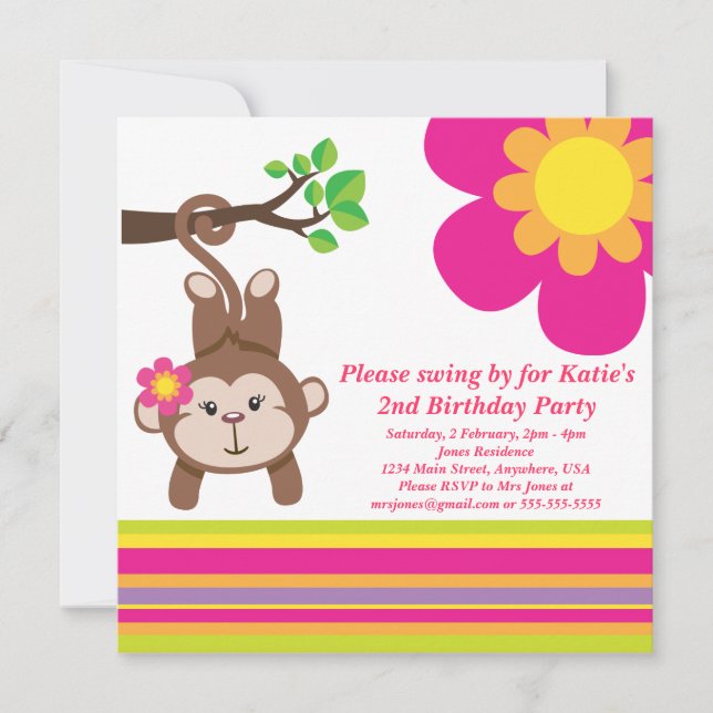 Invitation à la fête d'anniversaire de la fille si (Devant)