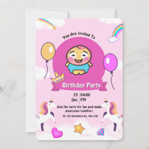 Invitation à la fête d'anniversaire de la licorne