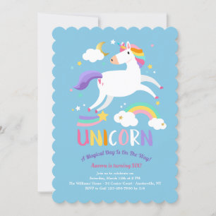Invitation à la fête d'anniversaire de la licorne
