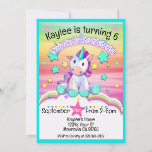 Invitation à la fête d'anniversaire de la licorne