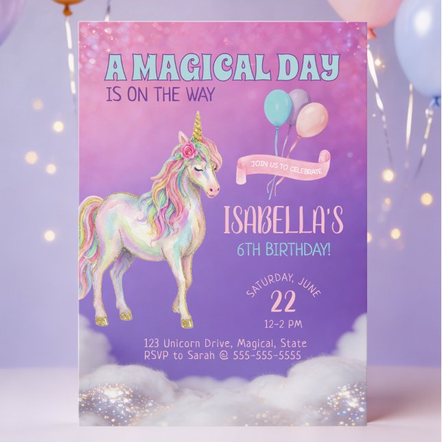 Invitation à la fête d'anniversaire de la Licorne  (Créateur téléchargé)