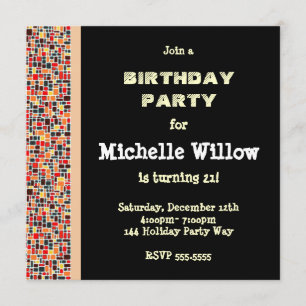 Invitation à la fête d'anniversaire de la mosaïque