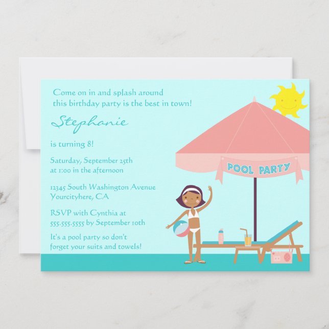 Invitation à la fête d'anniversaire de la petite f (Devant)