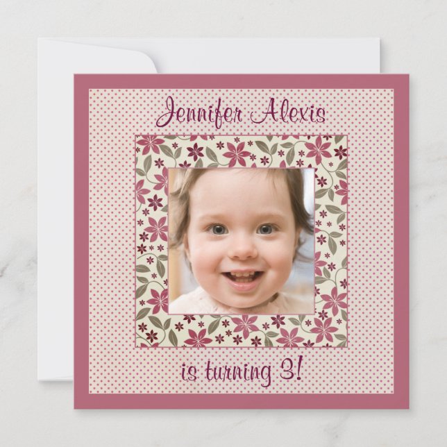 Invitation à la fête d'anniversaire de la petite f (Devant)