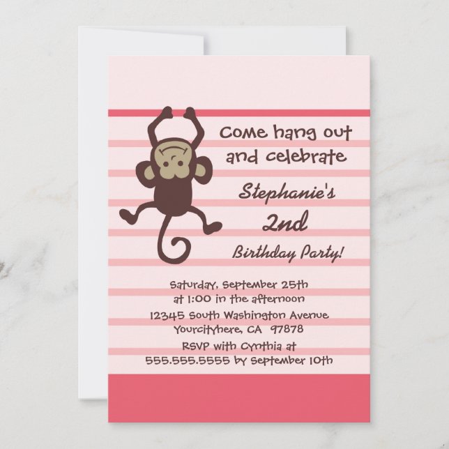 Invitation à la fête d'anniversaire de la petite f (Devant)