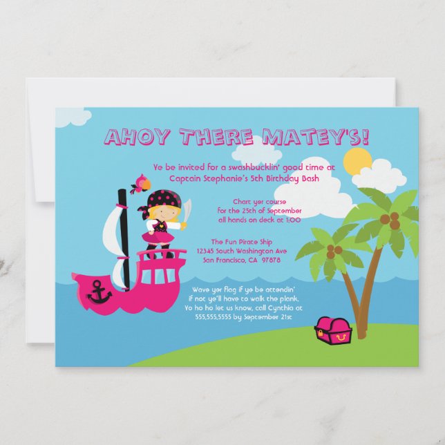 Invitation à la fête d'anniversaire de la petite f (Devant)