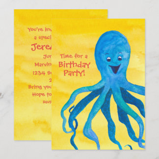 Invitation à la fête d'anniversaire de la pieuvre 