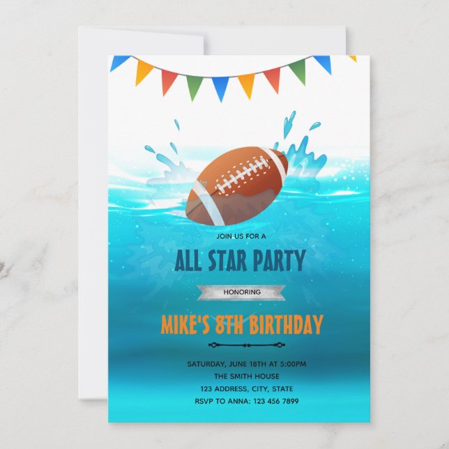 Invitation à la fête d'anniversaire de la piscine  (Devant)