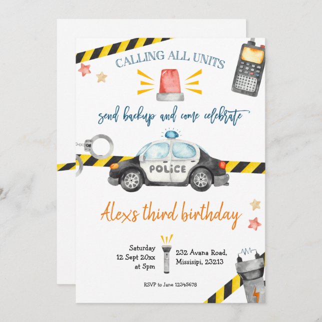 Invitation à la fête d'anniversaire de la police (Devant / Derrière)
