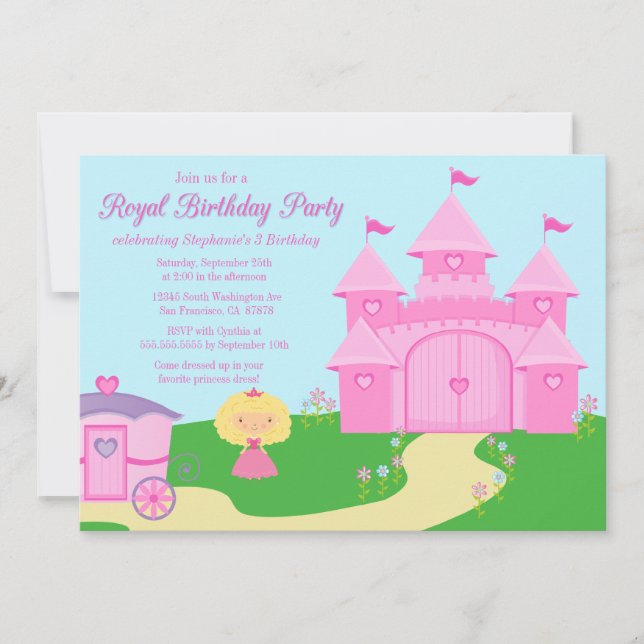 Invitation à la fête d'anniversaire de la princess (Devant)