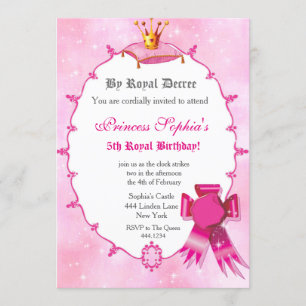 Invitation à la fête d'anniversaire de la princess