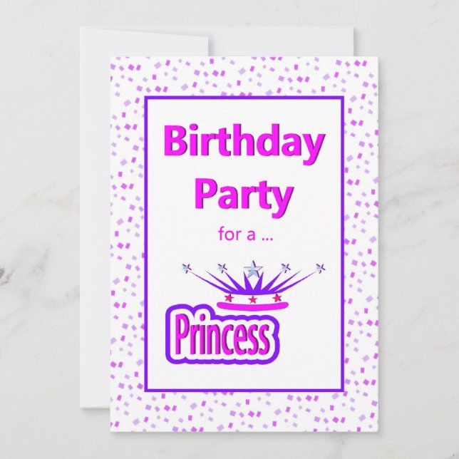 Invitation à la fête d'anniversaire de la princess (Devant)