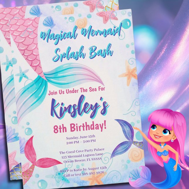 Invitation à la fête d'anniversaire de la Sirène e (Under the Sea Celebration)