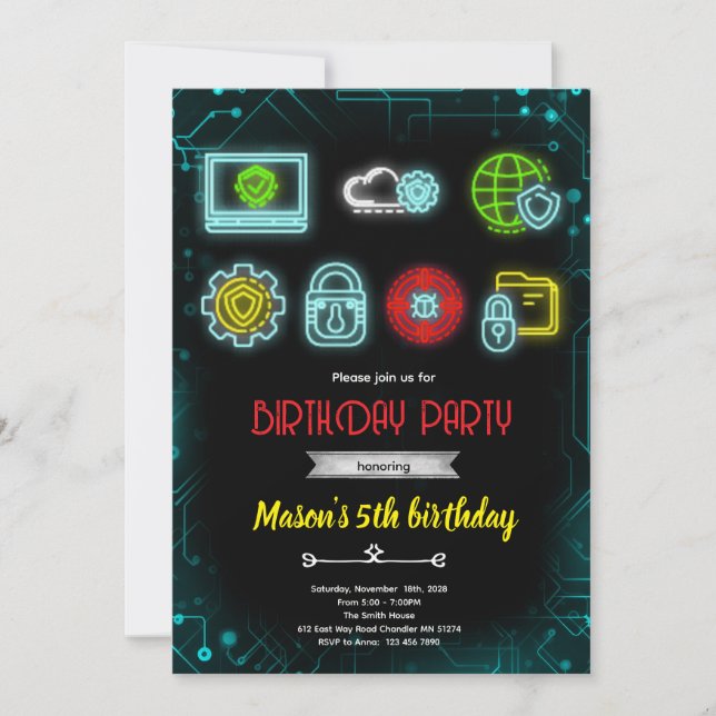 Invitation à la fête d'anniversaire de la technolo (Devant)