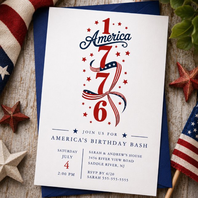Invitation à la fête d'anniversaire de l'Amérique  (Créateur téléchargé)