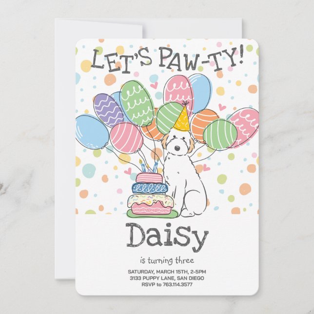 Invitation à la fête d'anniversaire de l'Aussiedoo (Devant)